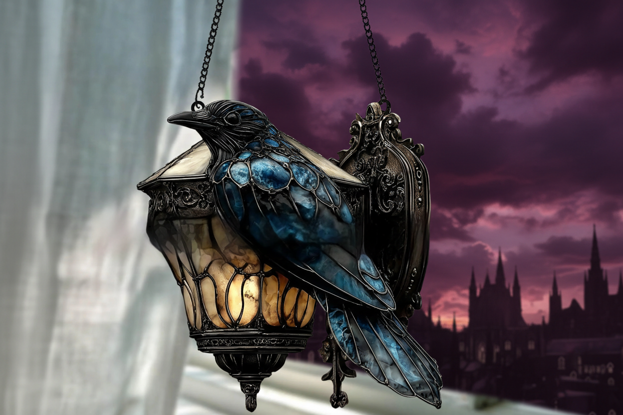 Halloween Decor Raven Gothic Acrylic Pendant