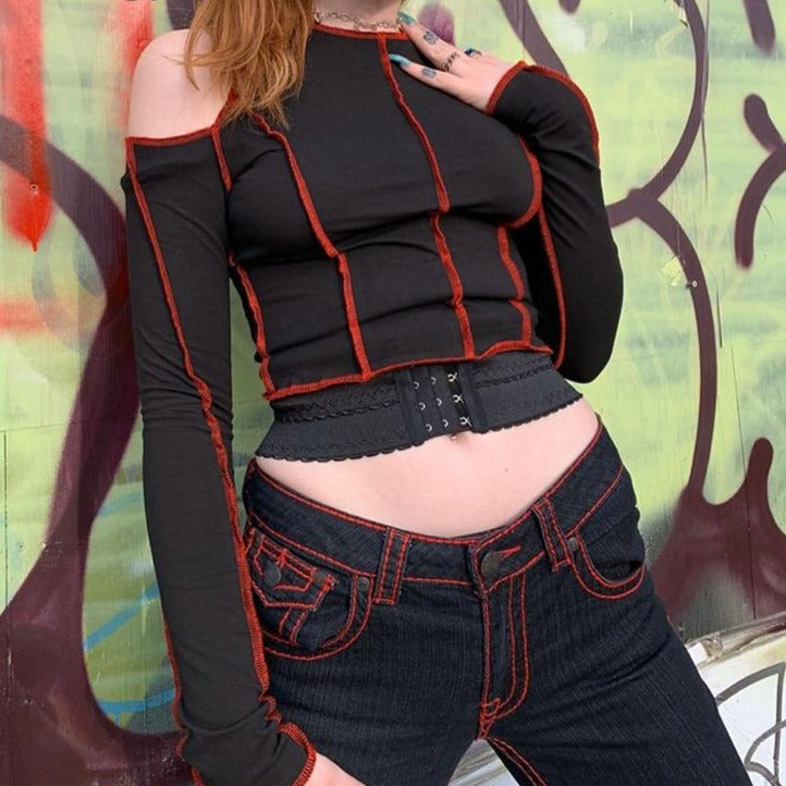 Goth Hollow Out Punk Streetwear Gothic Tee