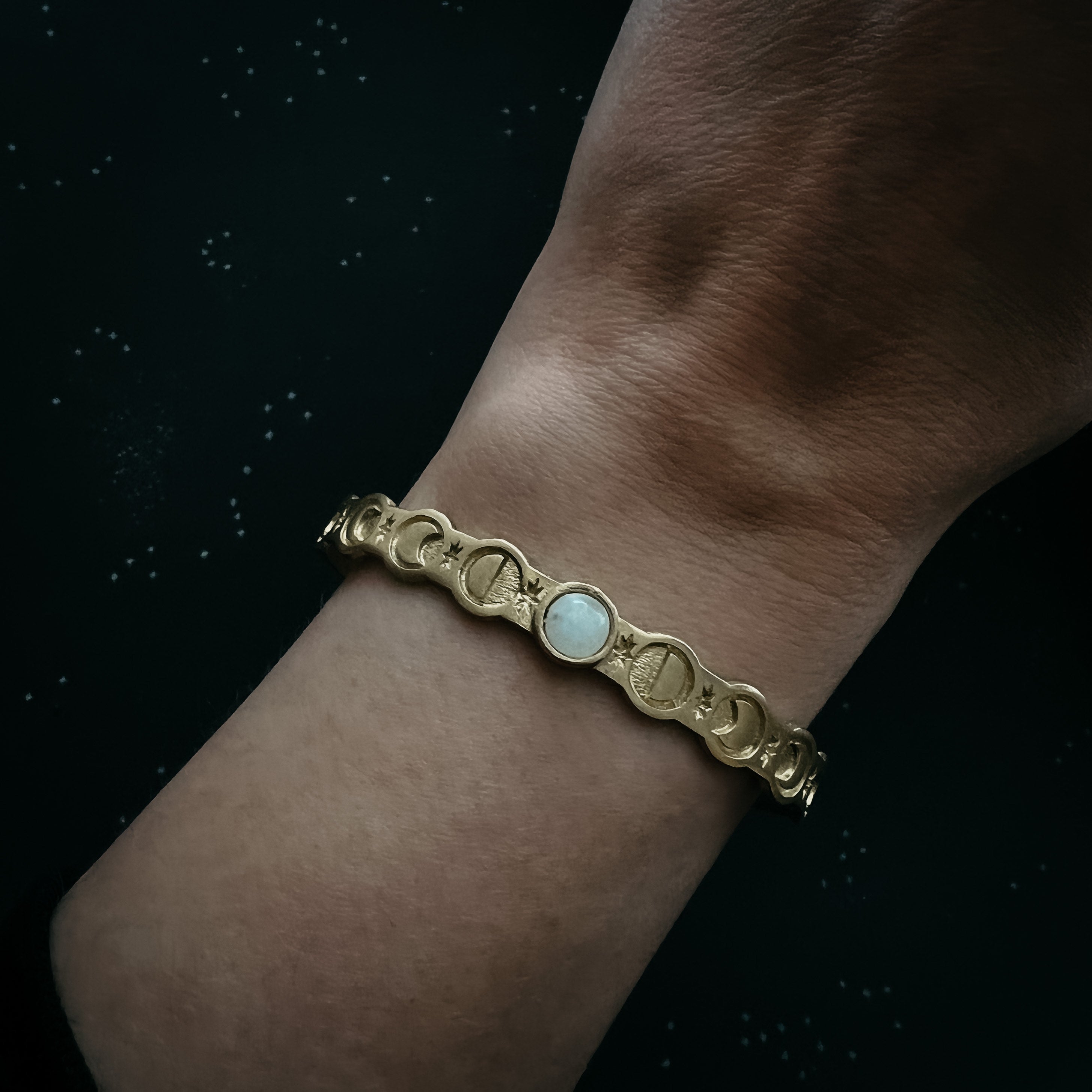 Moon Goddess Bracelet with Rainbow Moonstone