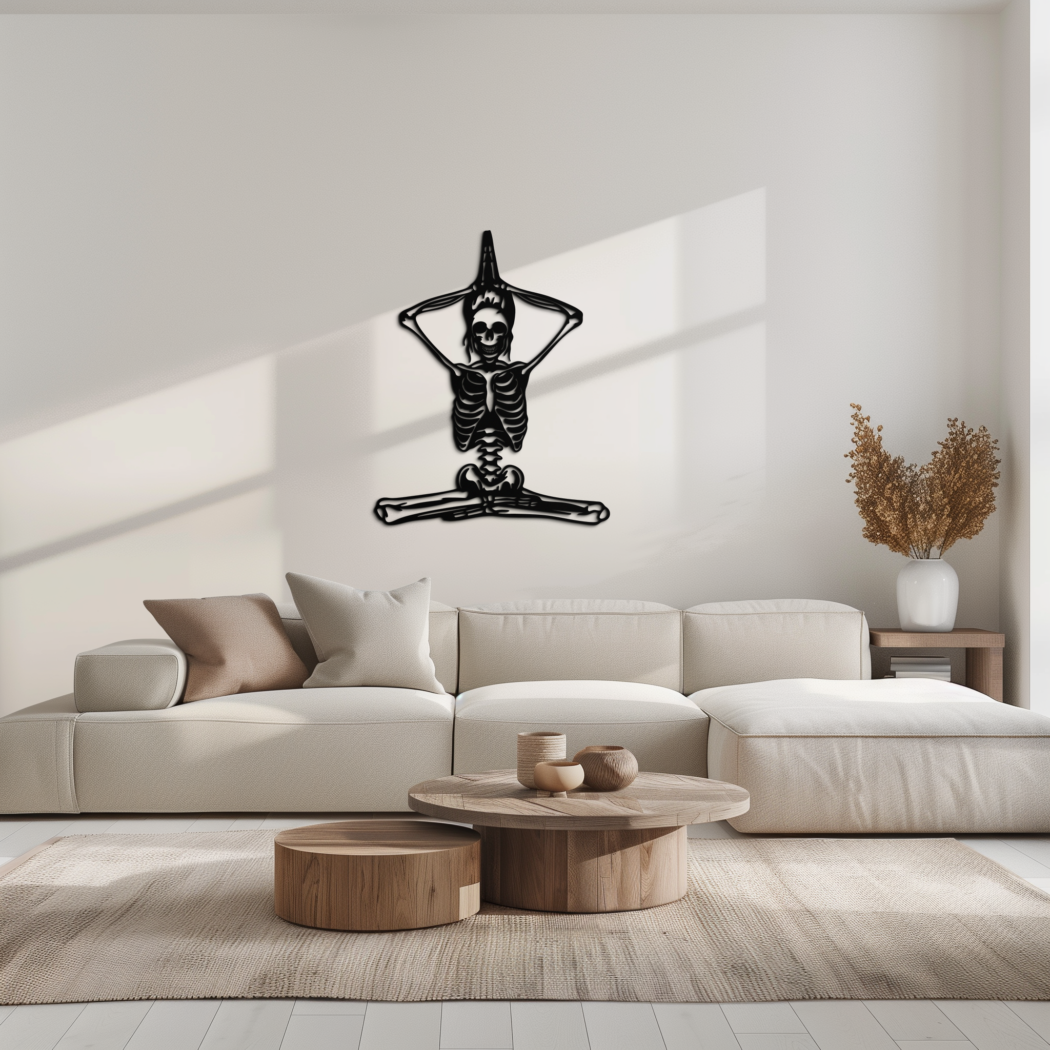 Skeleton Yoga Pose Metal Wall Art – Gothic Meditation Decor for Yoga Lovers- KAF621
