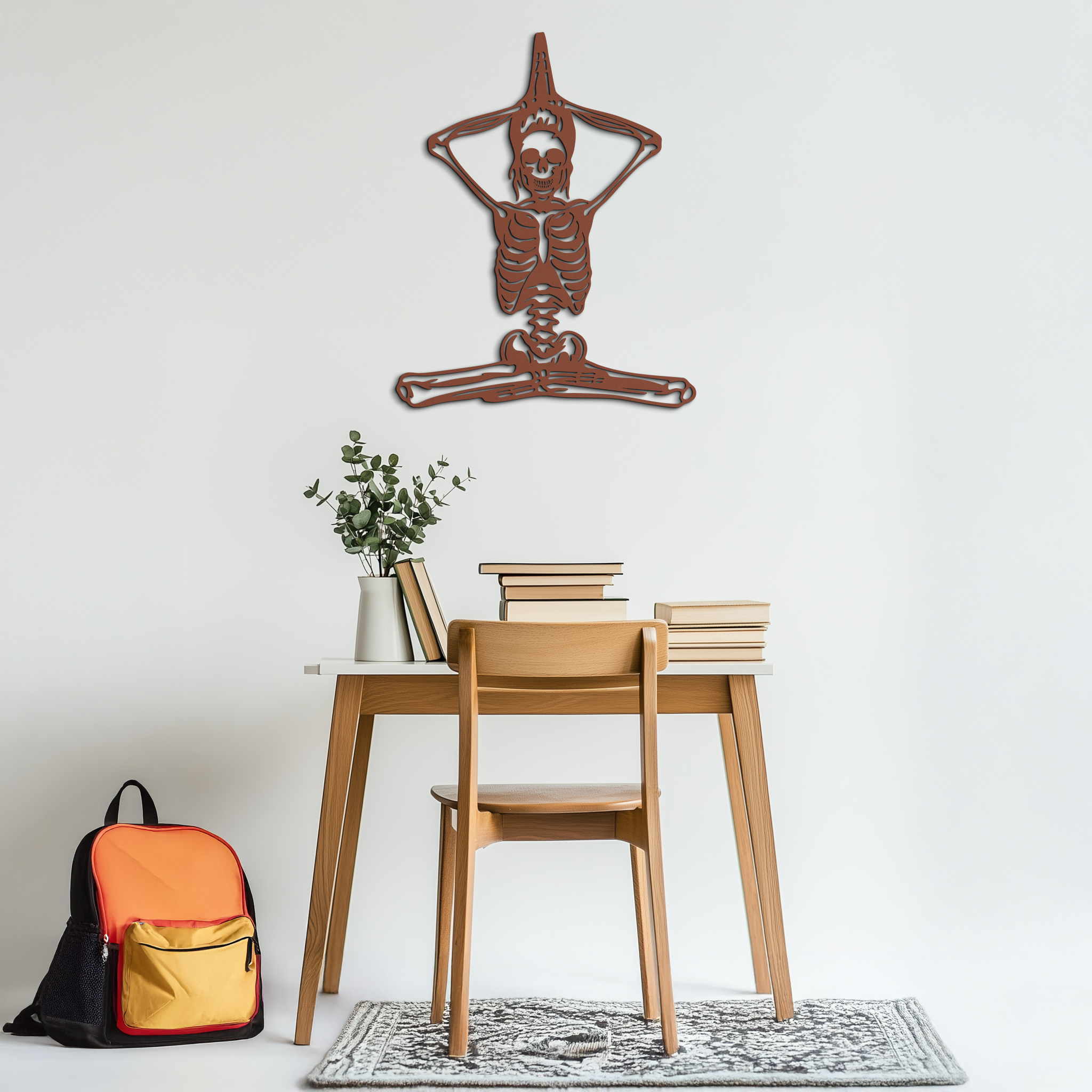 Skeleton Yoga Pose Metal Wall Art – Gothic Meditation Decor for Yoga Lovers- KAF621